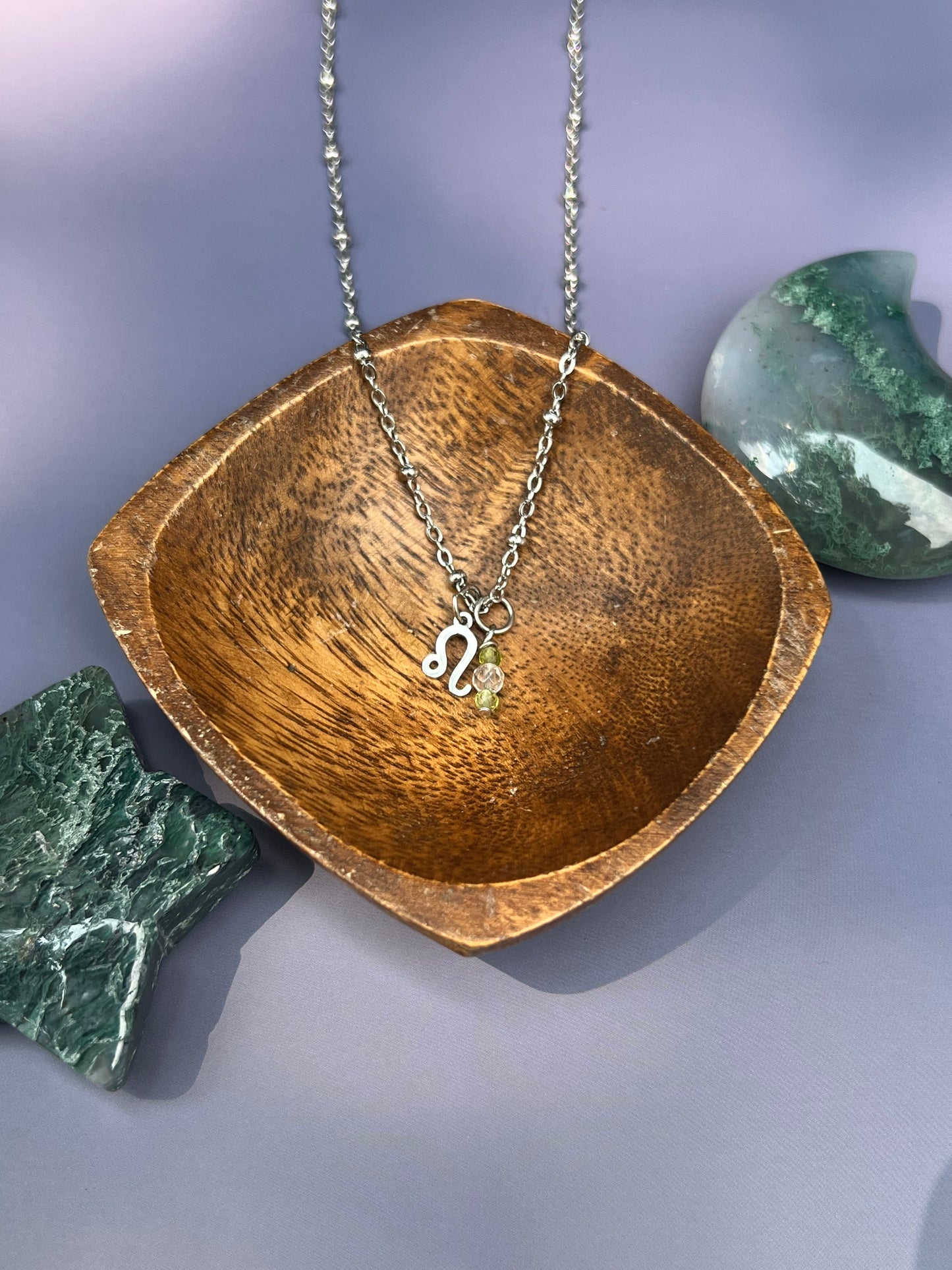 Leo - Zodiac Sign Gemstone Silver Necklace