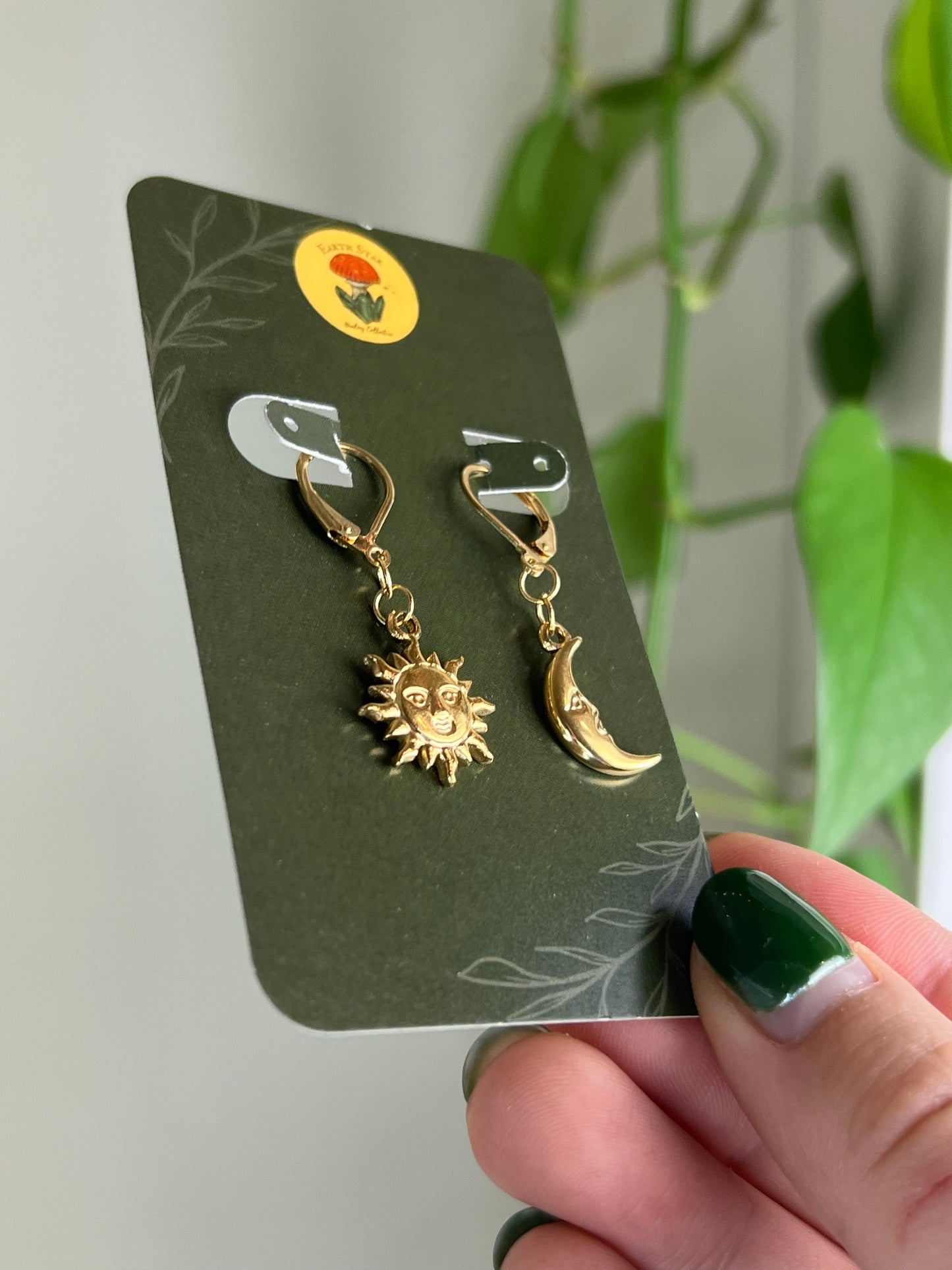 Sun and Moon Earrings - Gold