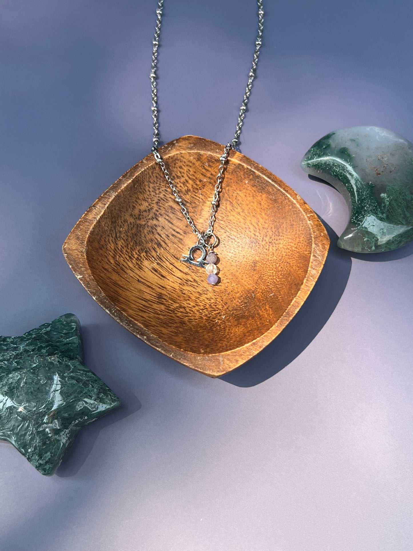 Libra - Zodiac Sign Gemstone Silver Necklace