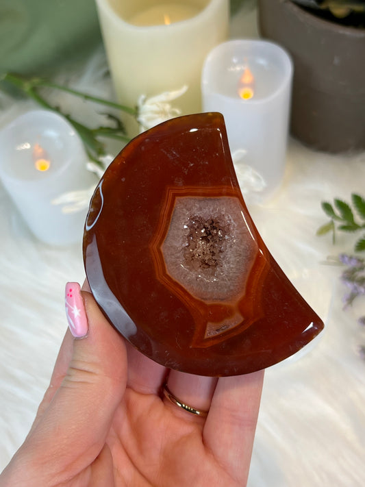 Carnelian Druzy Moon L