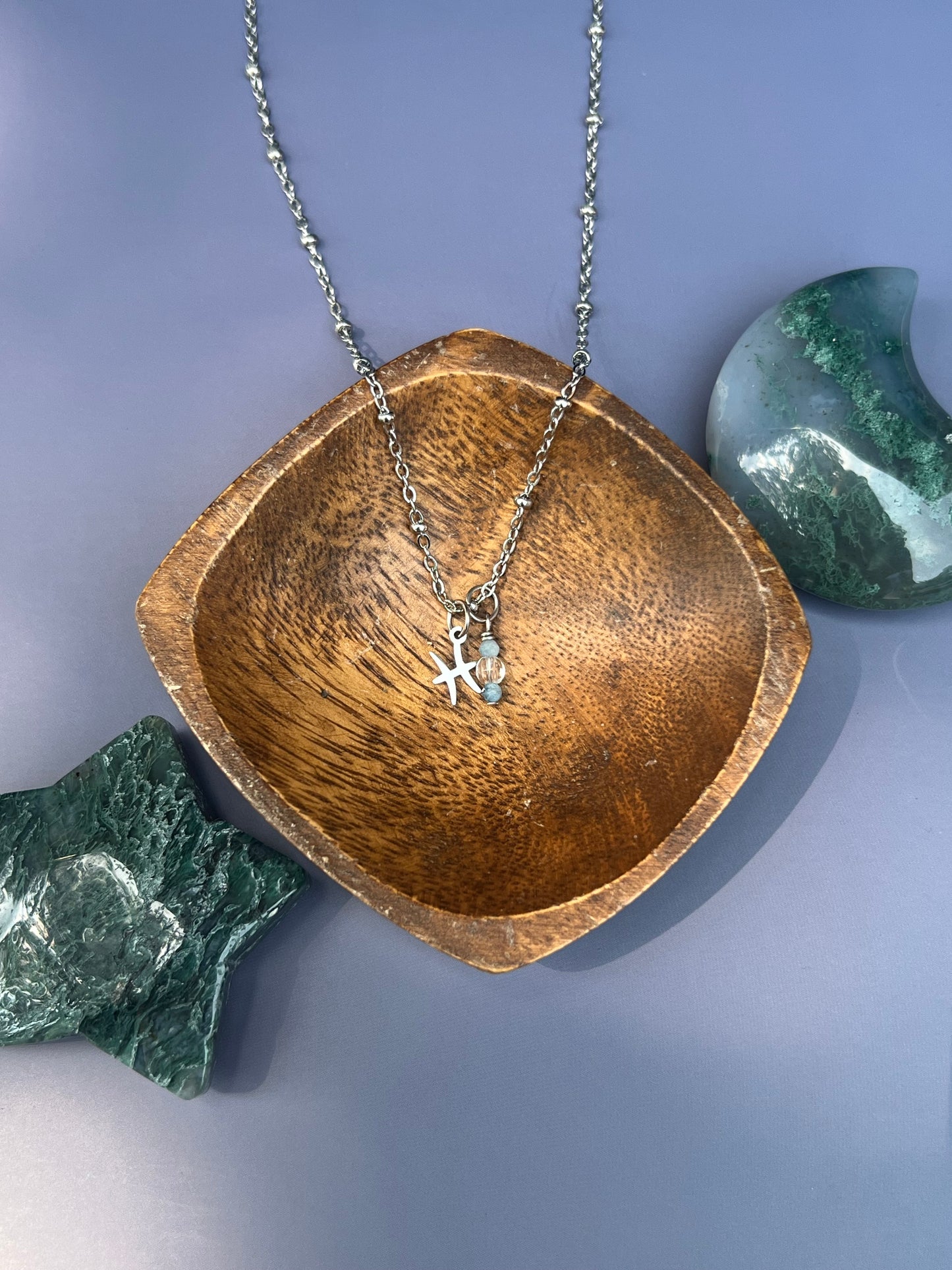 Pisces - Zodiac Sign Gemstone Silver Necklace
