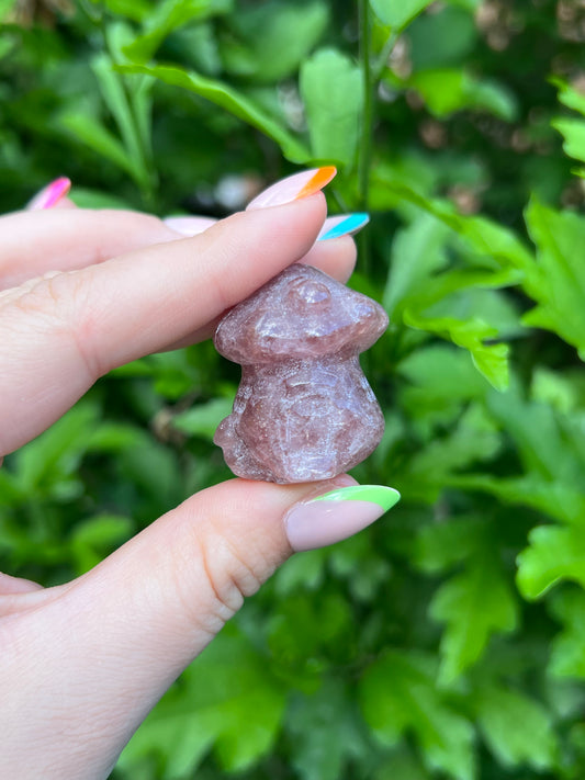 Strawberry Quartz Fairy Mushroom House