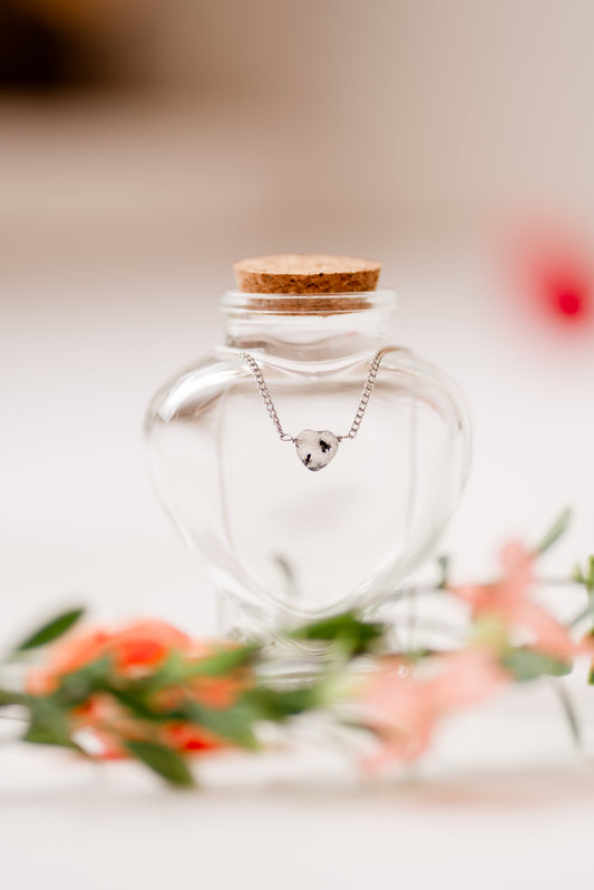 Tourmaline Quartz Dainty Heart Necklace