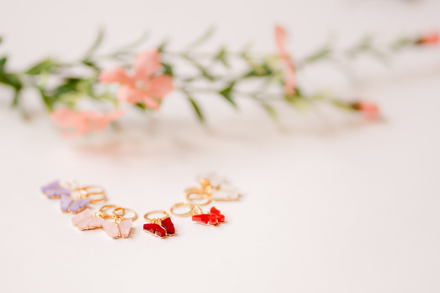 Lavender Gold Butterfly Earrings