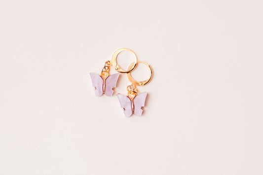 Lavender Gold Butterfly Earrings