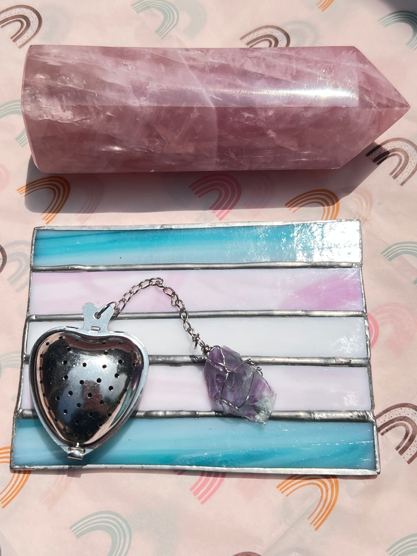 Rainbow Fluorite Heart Tea Infuser