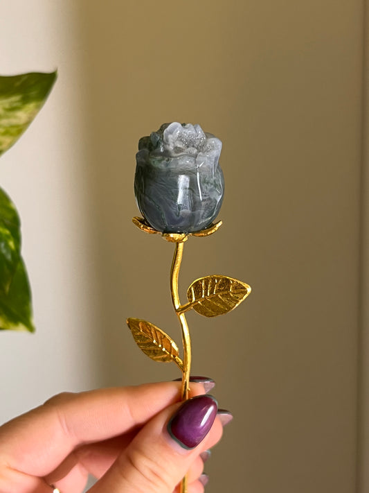 Moss Agate Rose Gold Stem