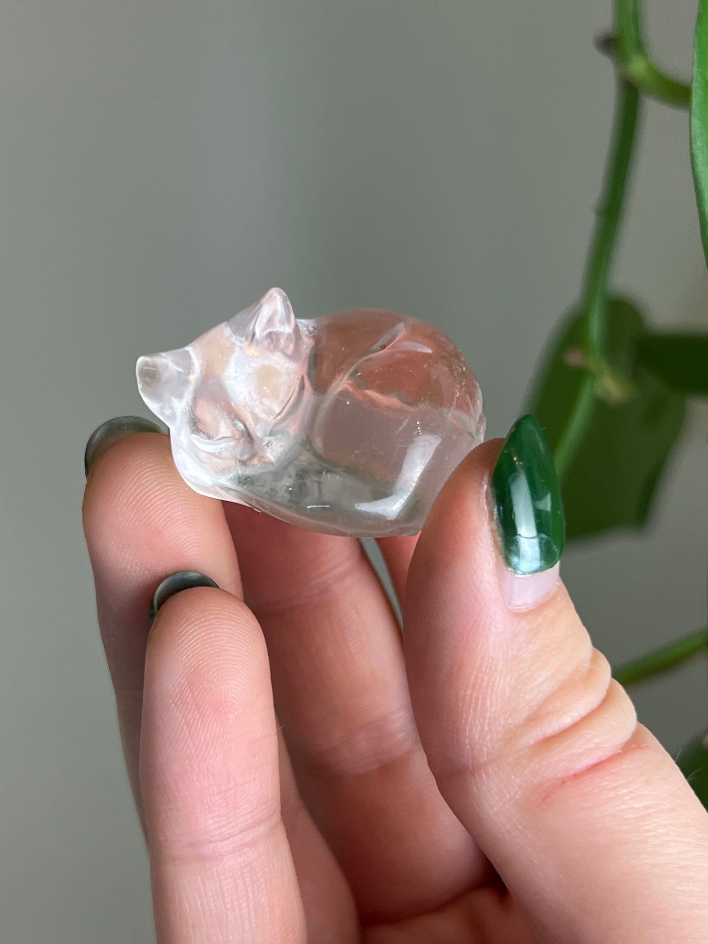 Clear Quartz Sleeping Cat