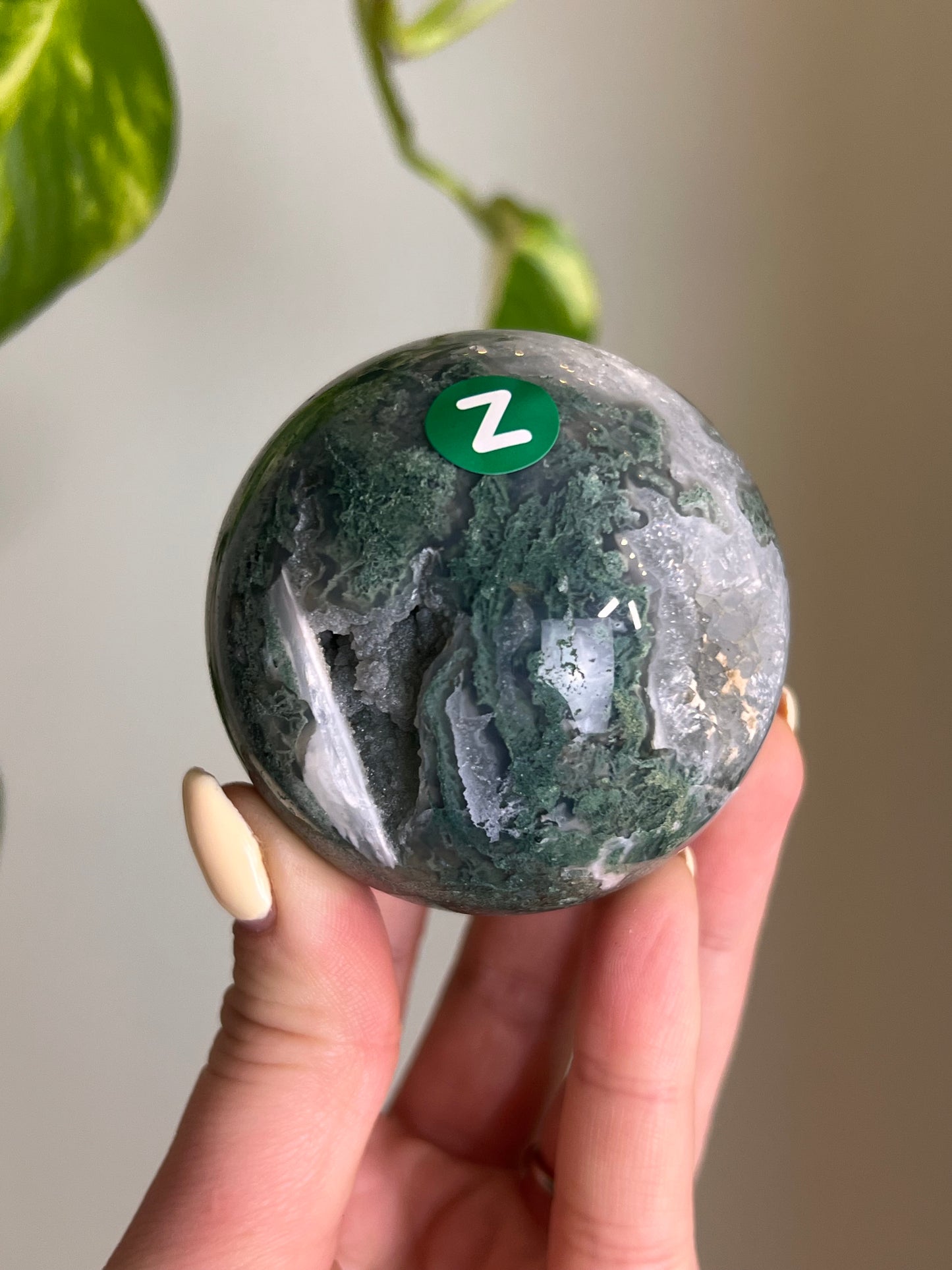 Moss Agate Druzy Sphere - Z