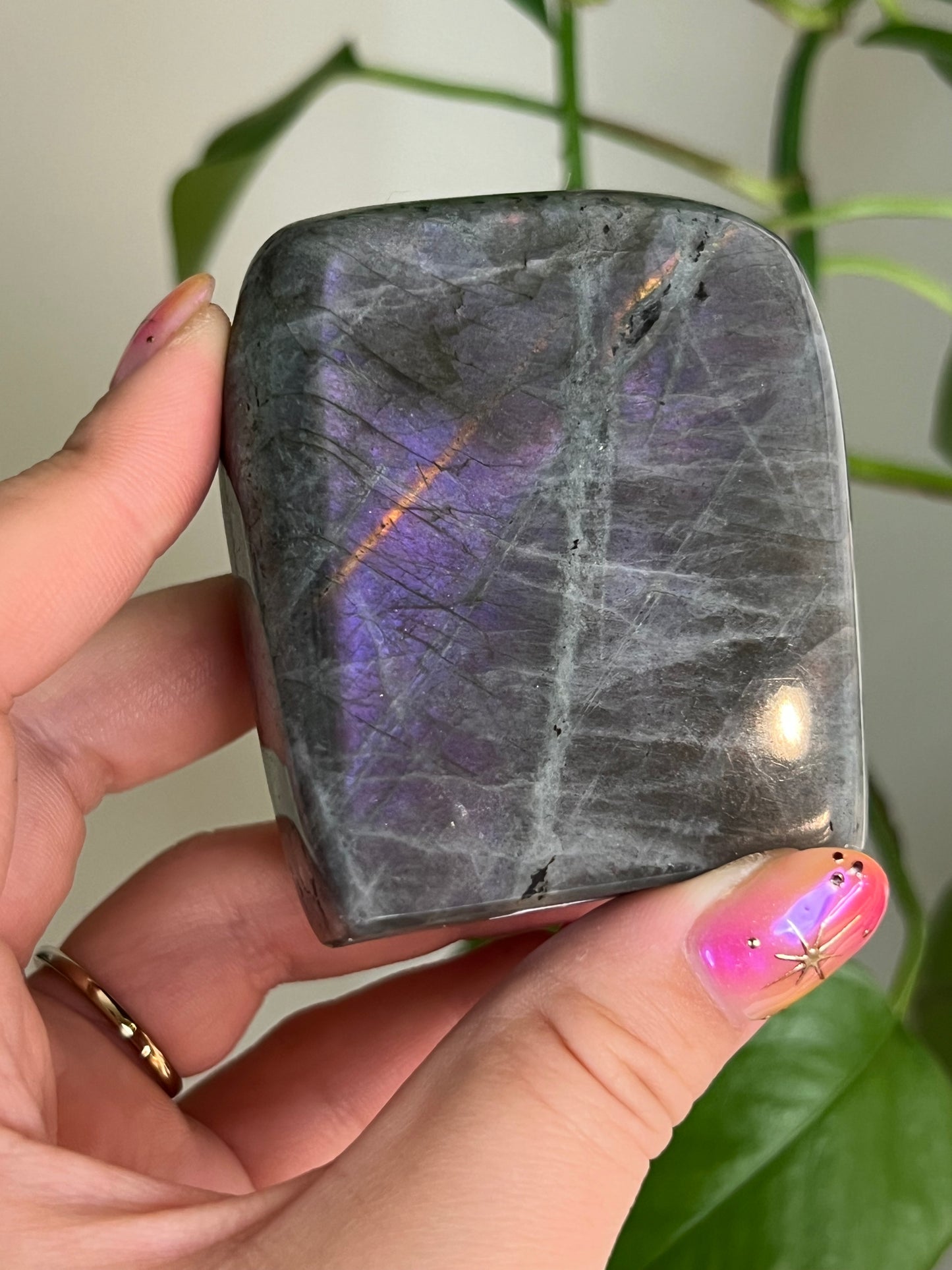 Flashy Pink and Orange Labradorite Freeform - N