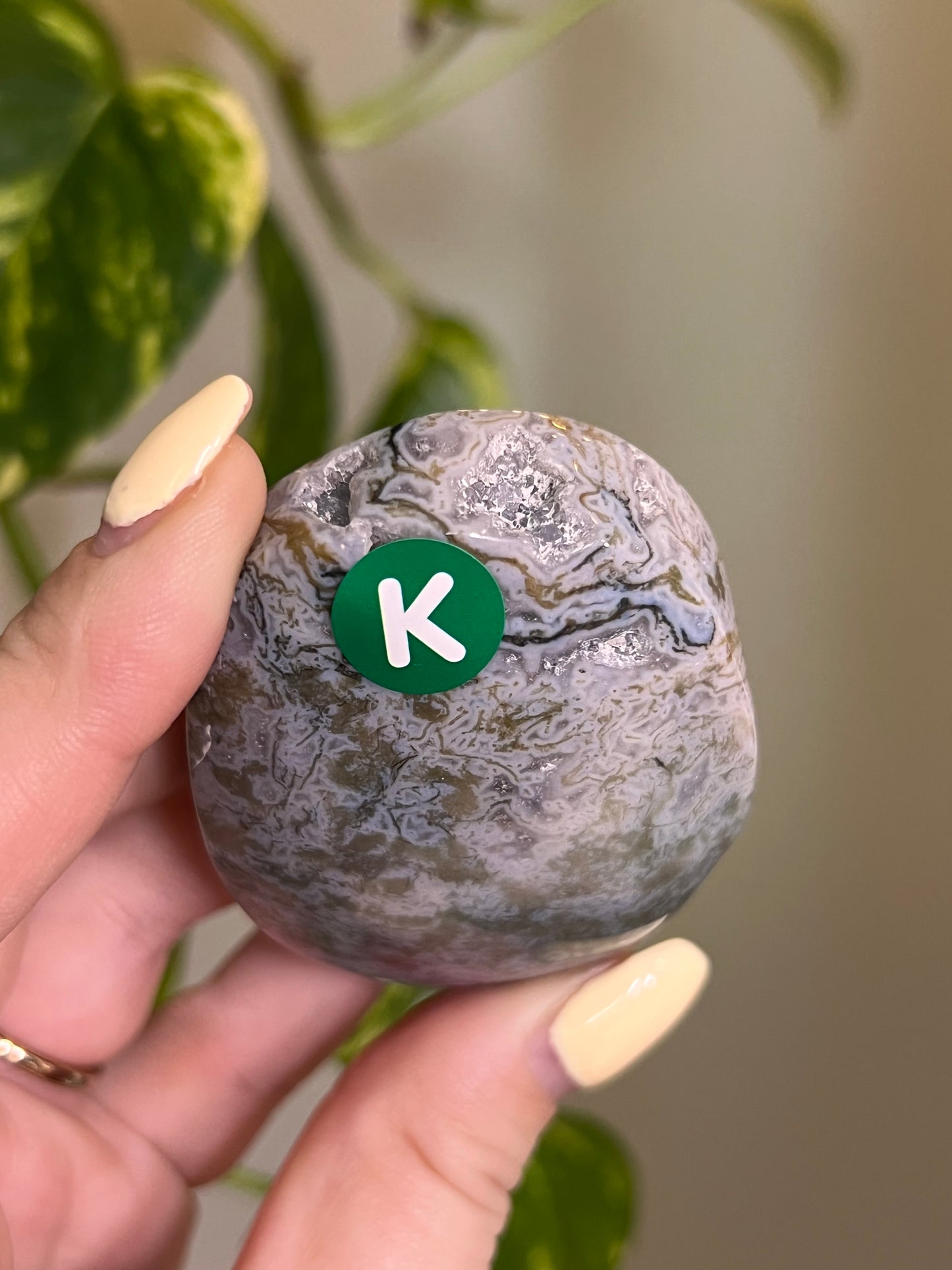 Rainbow Druzy Moss Agate Palm - K