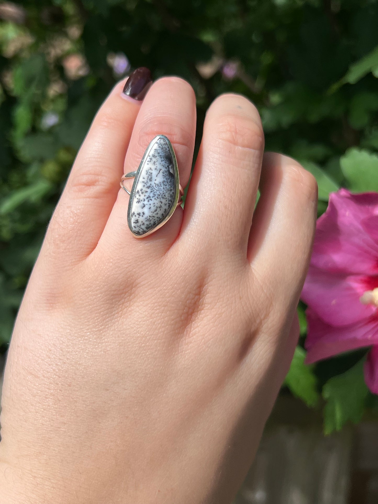 Dendritic Opal Sterling Silver Ring | Size 6