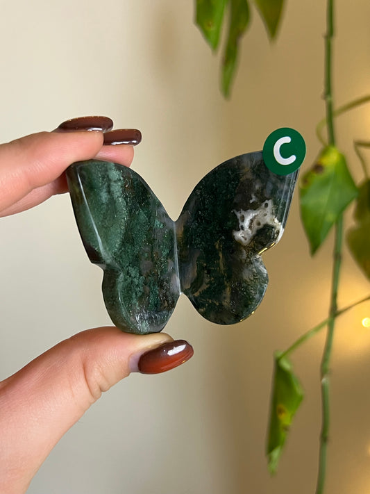 Moss Agate 3D Butterfly - C