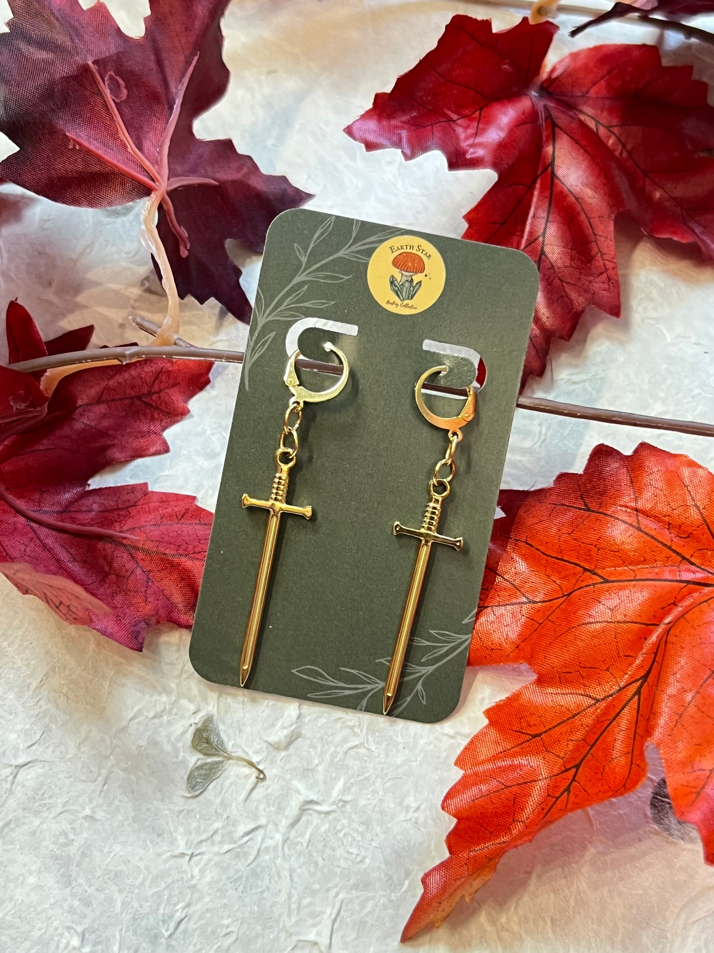 Gold Sword Earrings