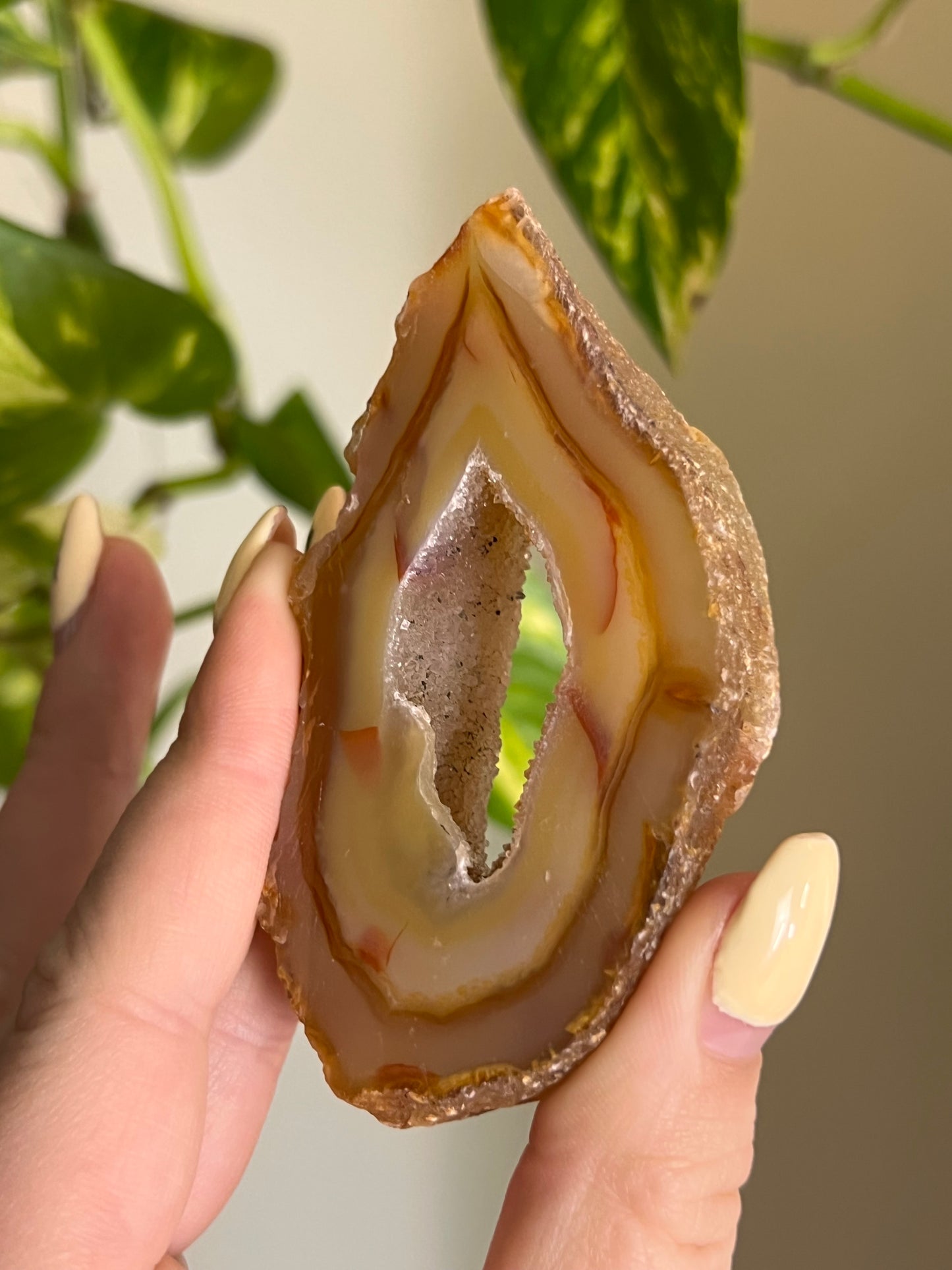Peachy Druzy Agate Slice - Y