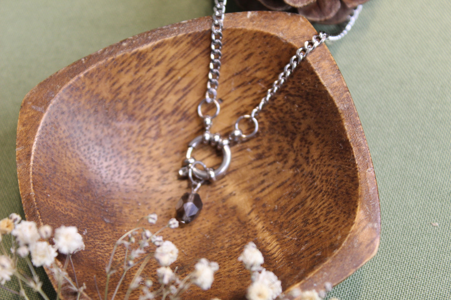 Smoky Quartz Faceted Dainty Necklace