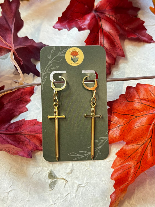 Gold Sword Earrings