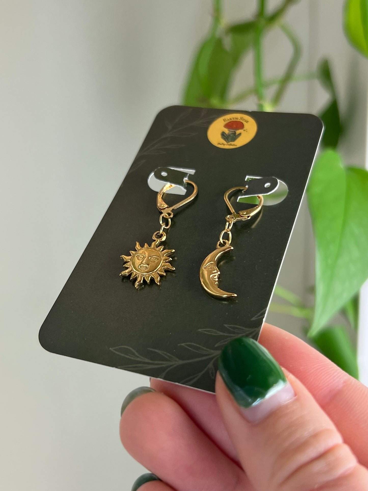 Sun and Moon Earrings - Gold