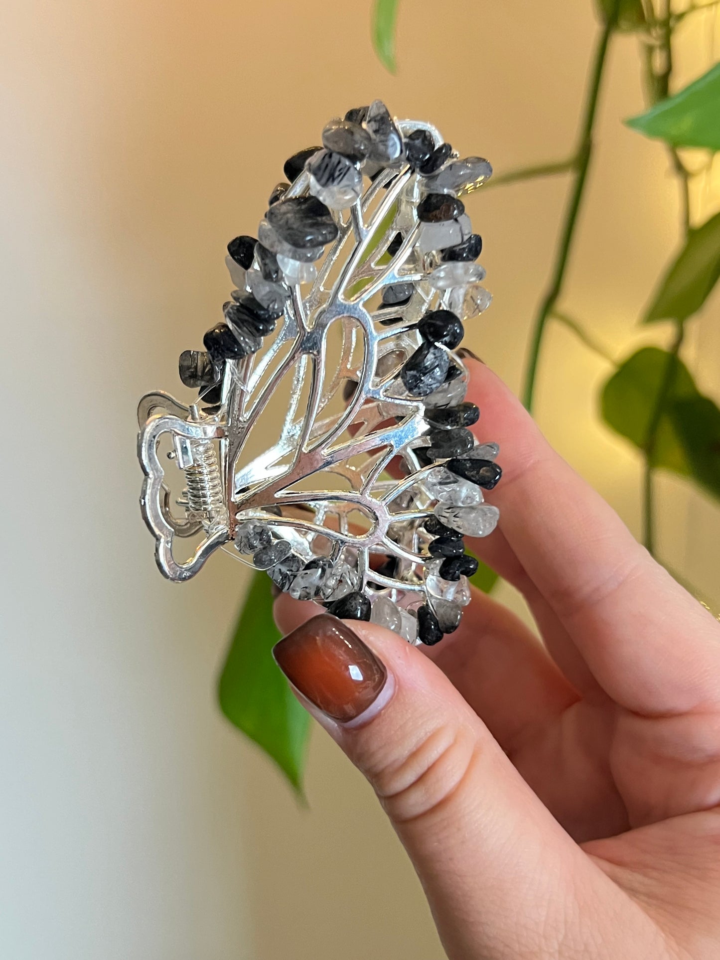Tourmaline Quartz Fairy Claw Clip - Silver