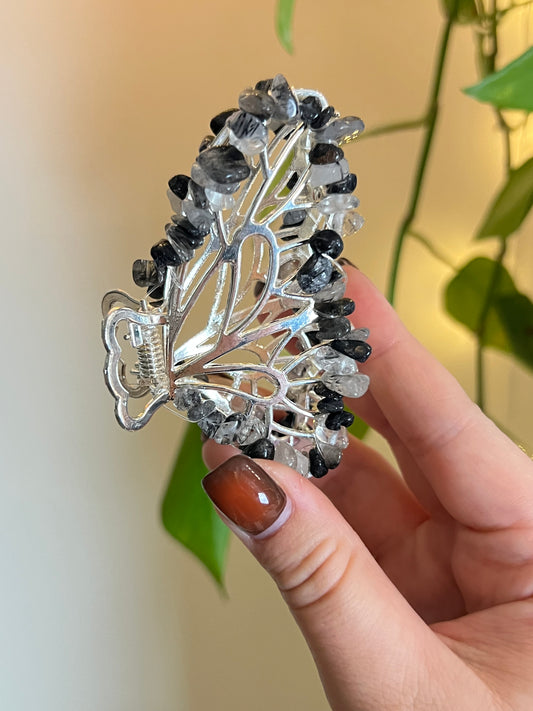 Tourmaline Quartz Fairy Claw Clip - Silver
