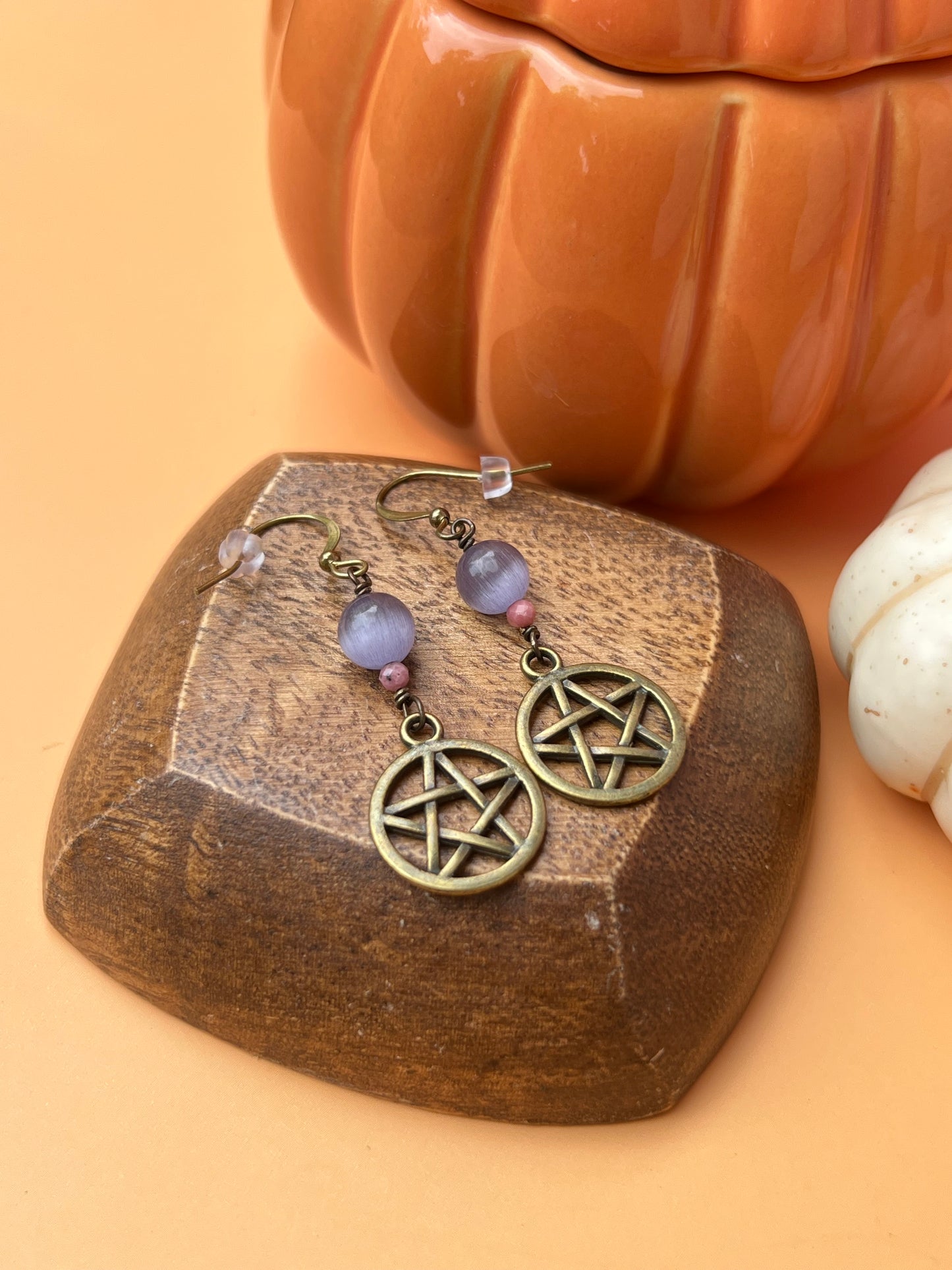 Lavender Pentacle of Life Earrings