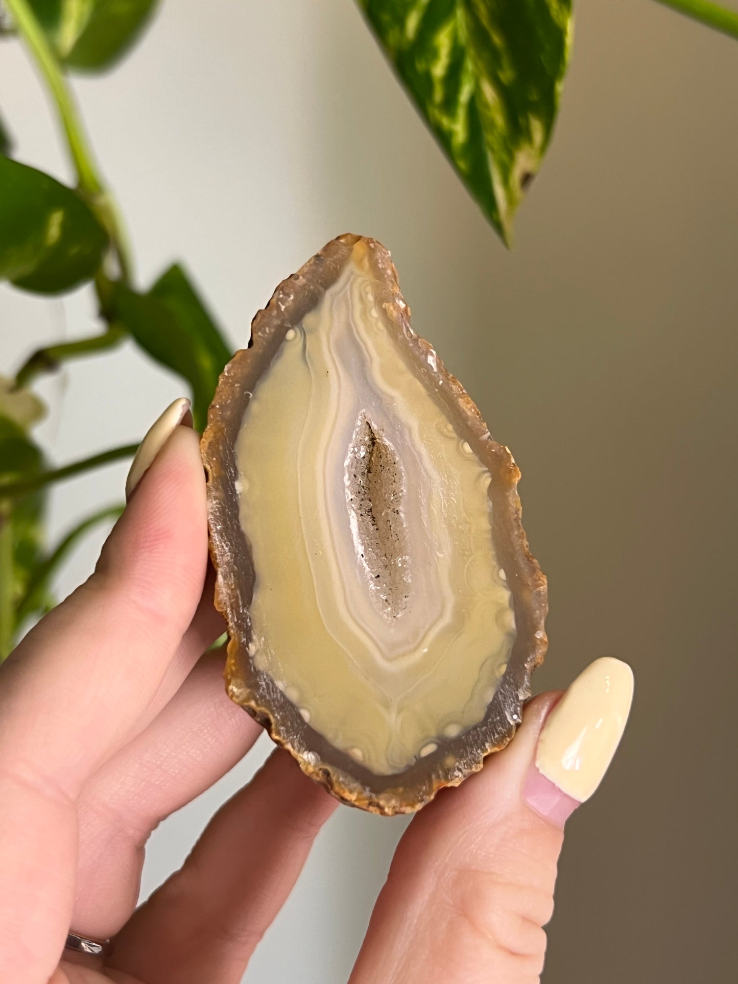 Peachy Druzy Agate Slice - F