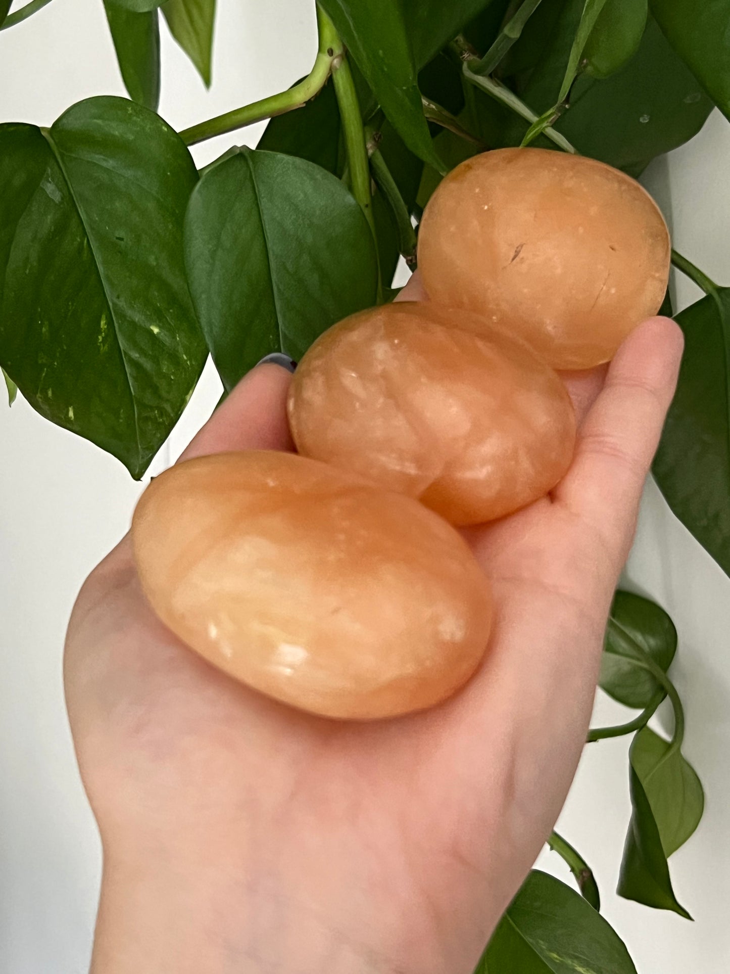 Orange Twist Calcite Palm Stone