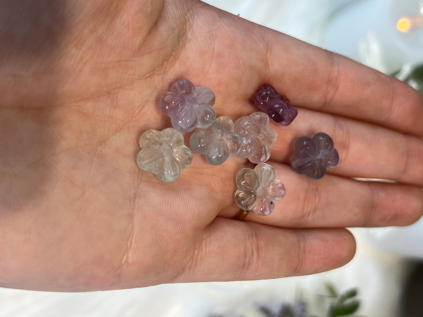 Rainbow Fluorite Mini Cherry Blossom Flower