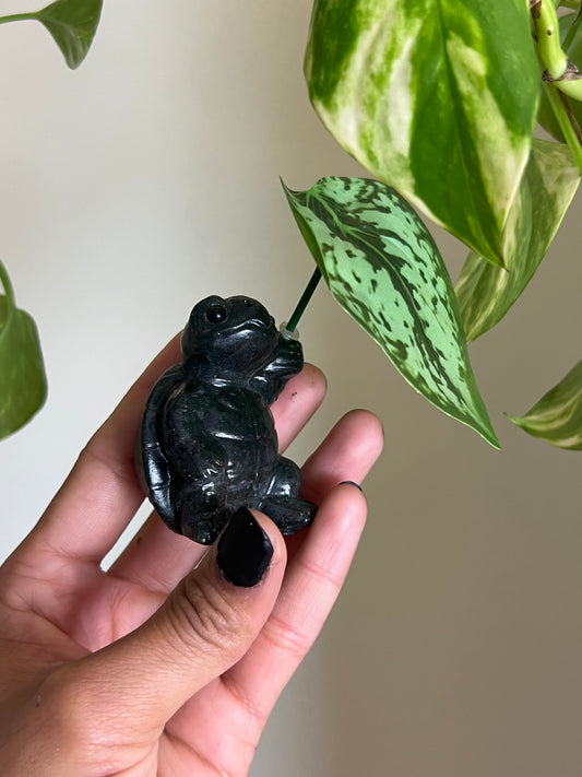 Jade Turtle with Leaf Umbrella