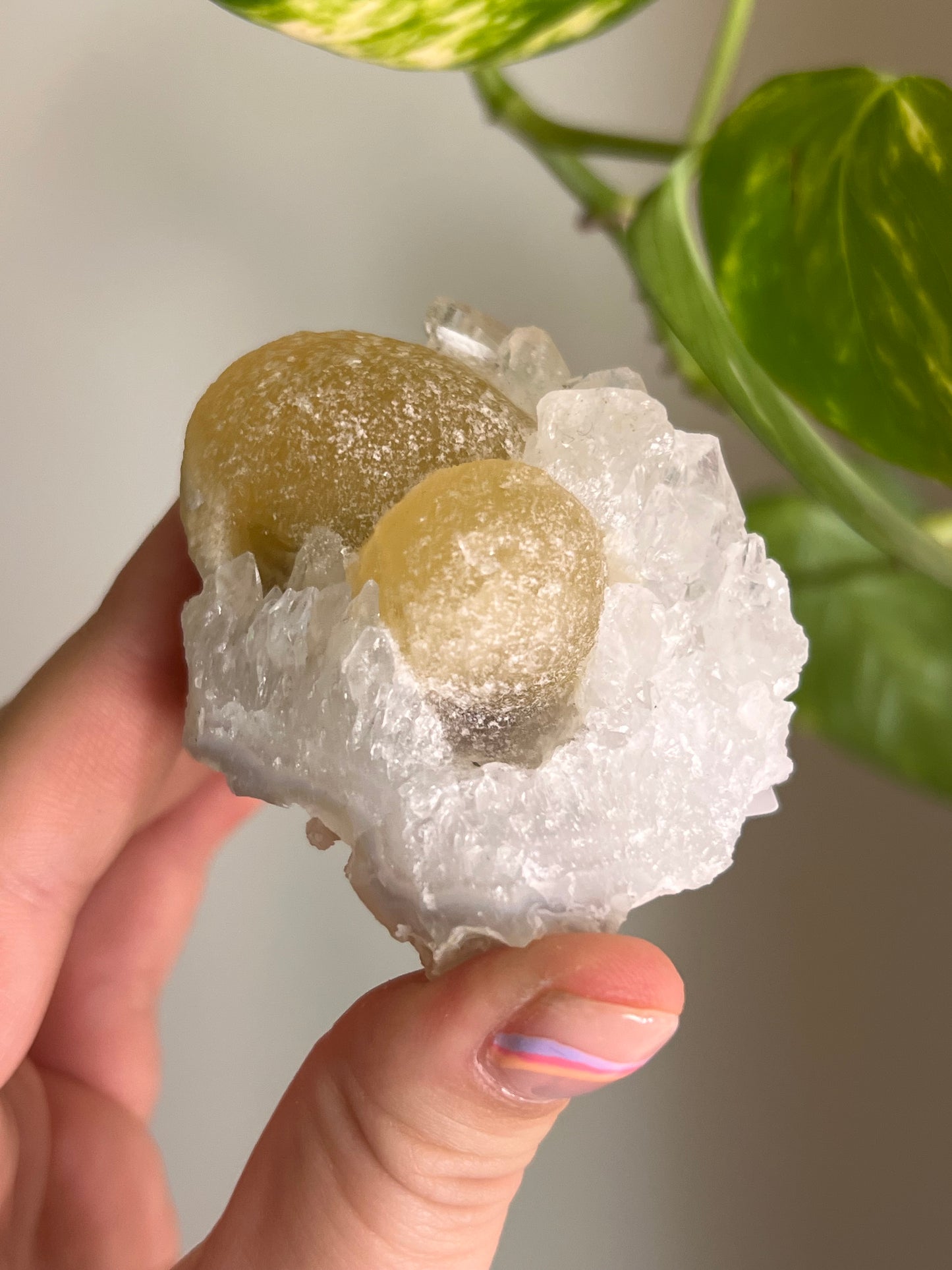 Yellow Ball Fluorite on Quartz - Rare*