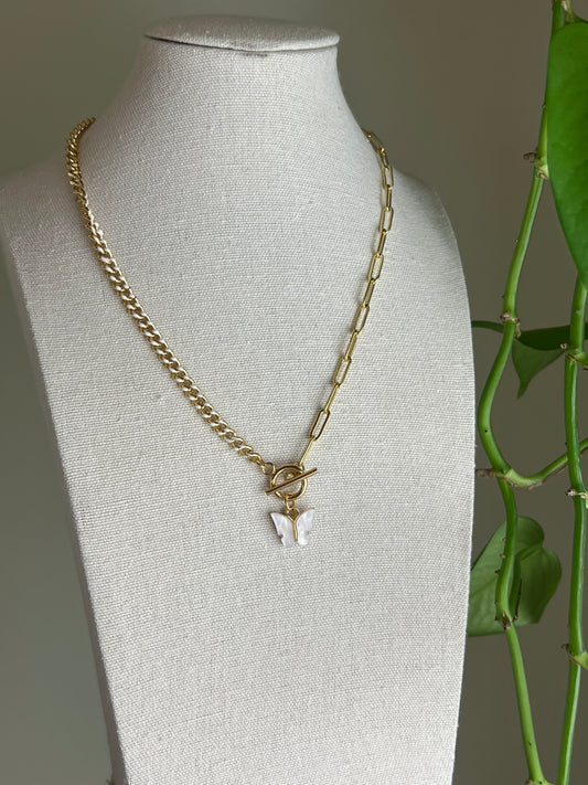 White Butterfly Necklace