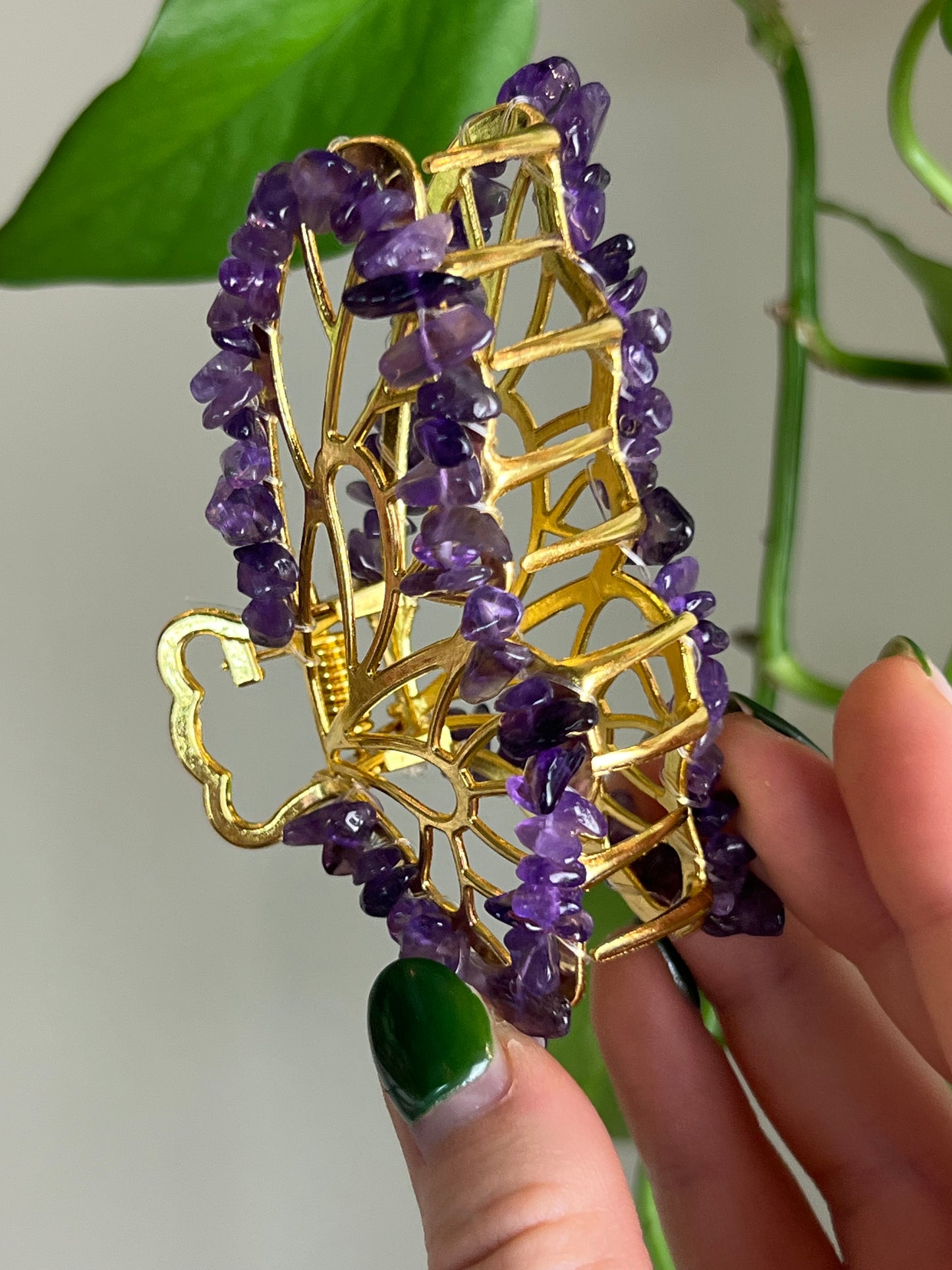 Amethyst Fairy Claw Clip - Gold