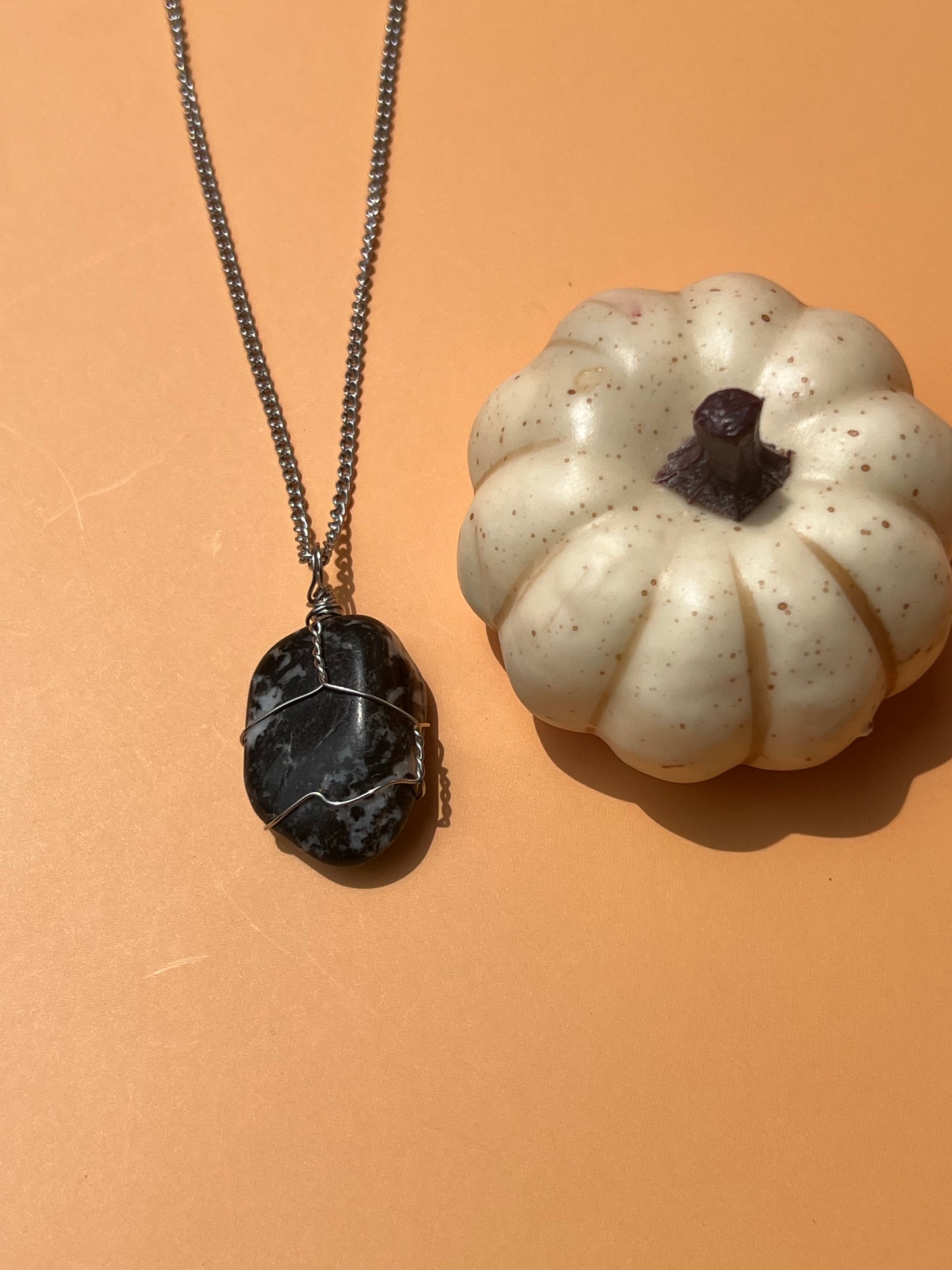 Zebra Jasper Wrapped Silver Necklace 🦓
