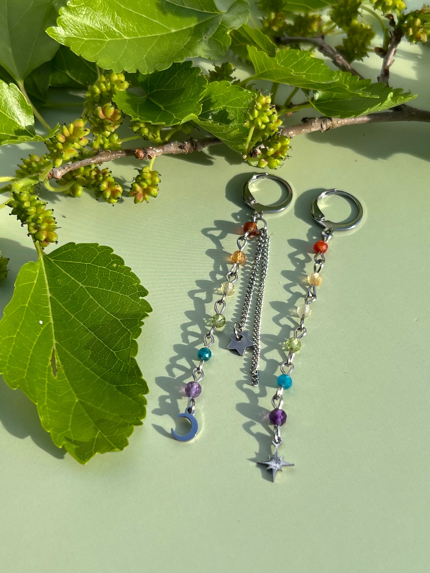 Rainbow Celestial Starburst Earrings