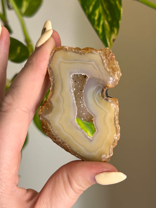 Peachy Druzy Agate Slice - A