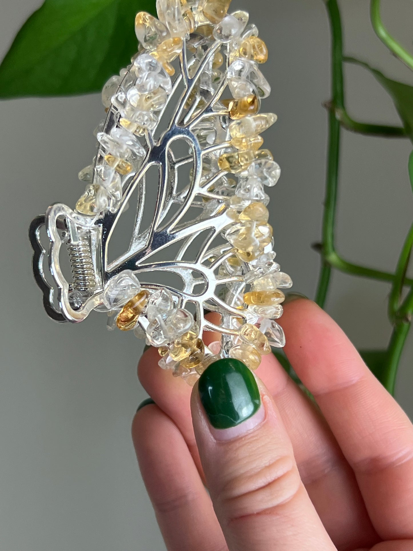 Citrine Fairy Claw Clip - Silver