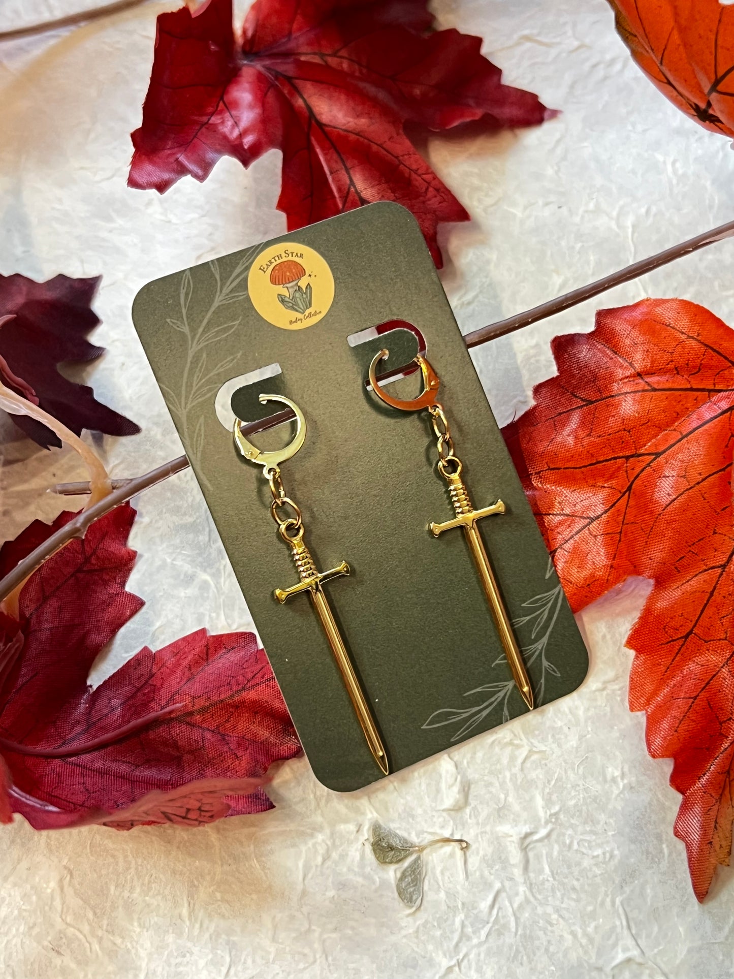 Gold Sword Earrings