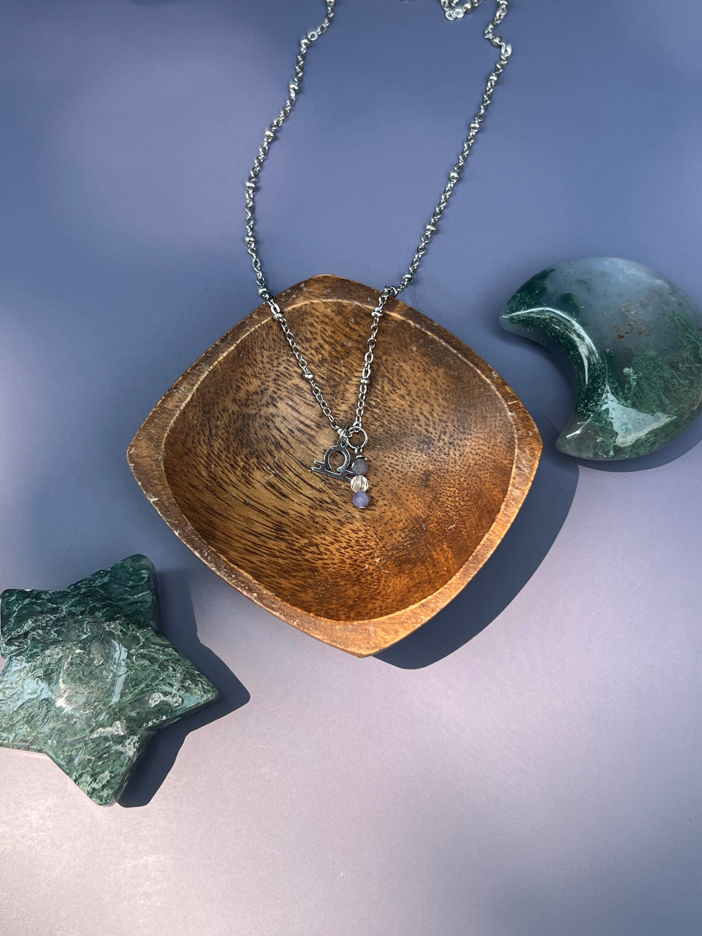 Libra - Zodiac Sign Gemstone Silver Necklace