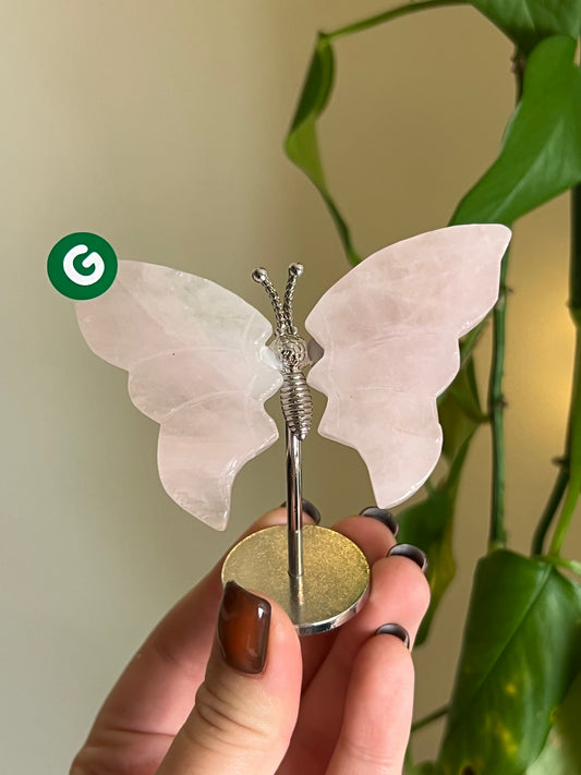Rose Quartz Butterfly Stand - G