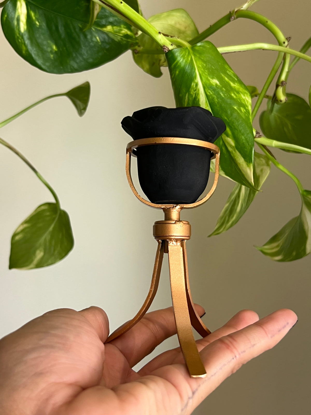 Black Obsidian Rose on Stand