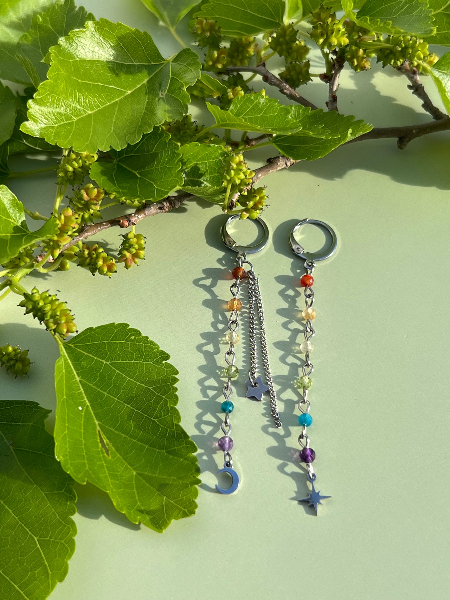 Rainbow Celestial Starburst Earrings