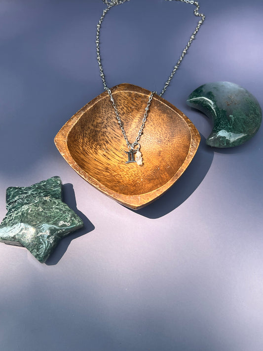 Gemini - Zodiac Sign Gemstone Silver Necklace