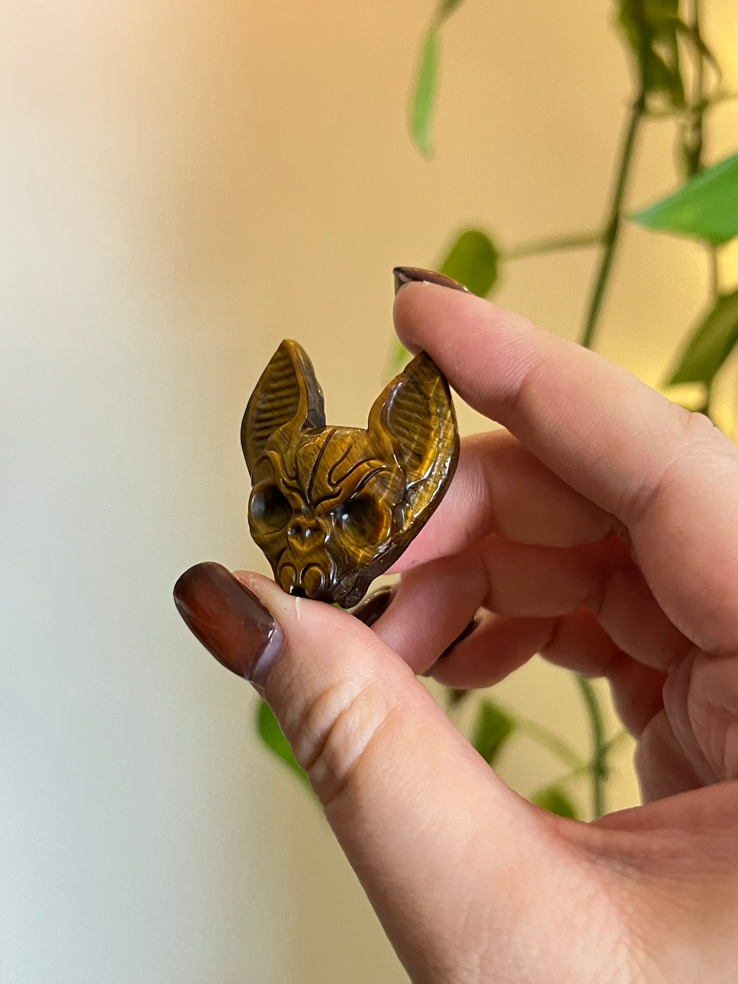 Tigers Eye Bat Skull