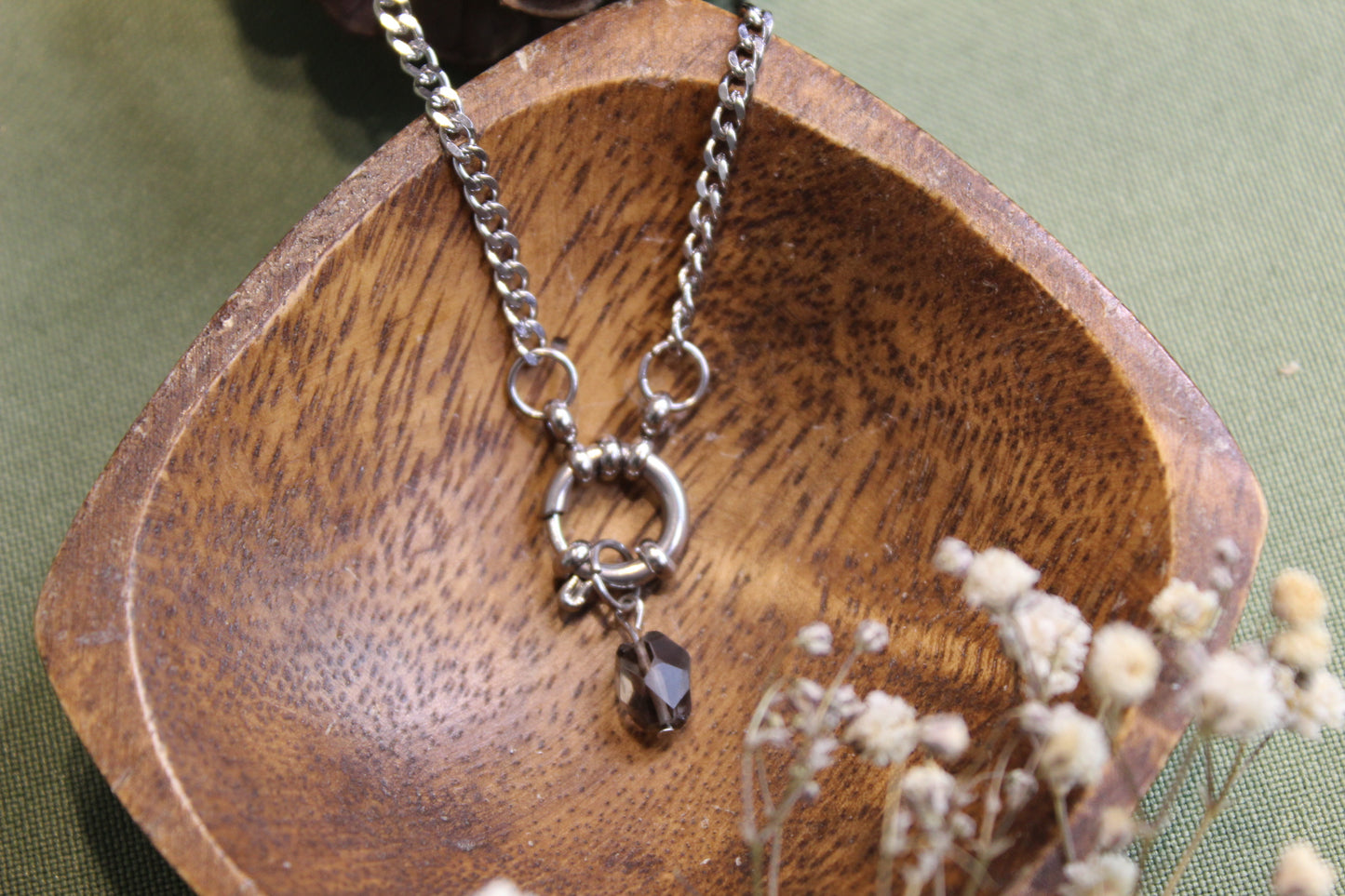 Smoky Quartz Faceted Dainty Necklace