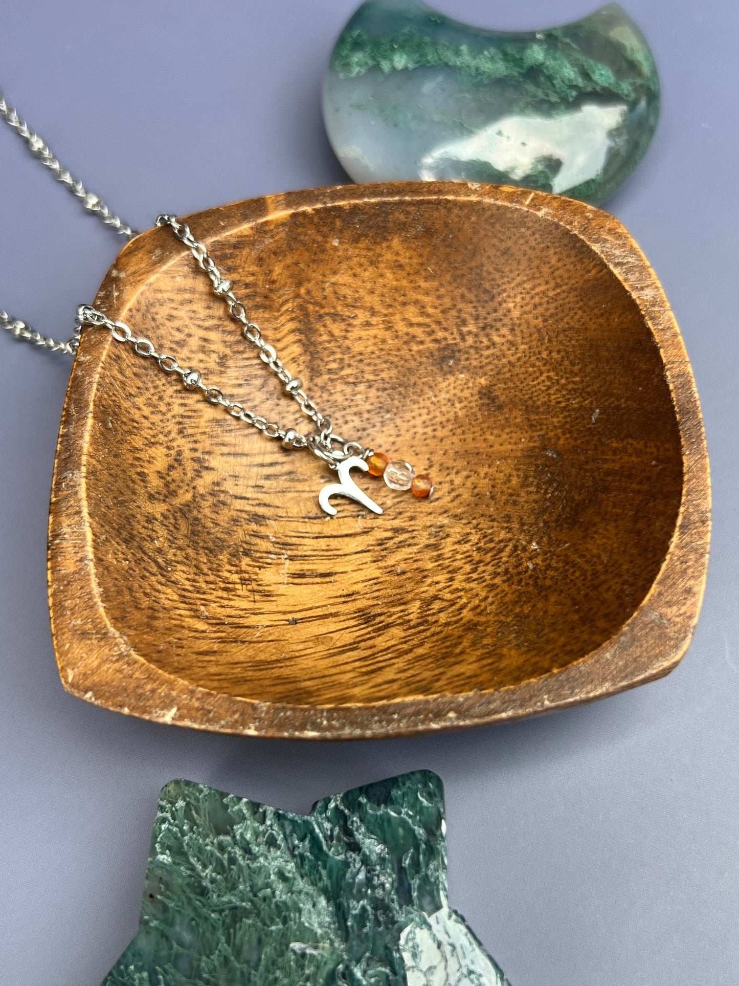 Aries - Zodiac Sign Gemstone Silver Necklace