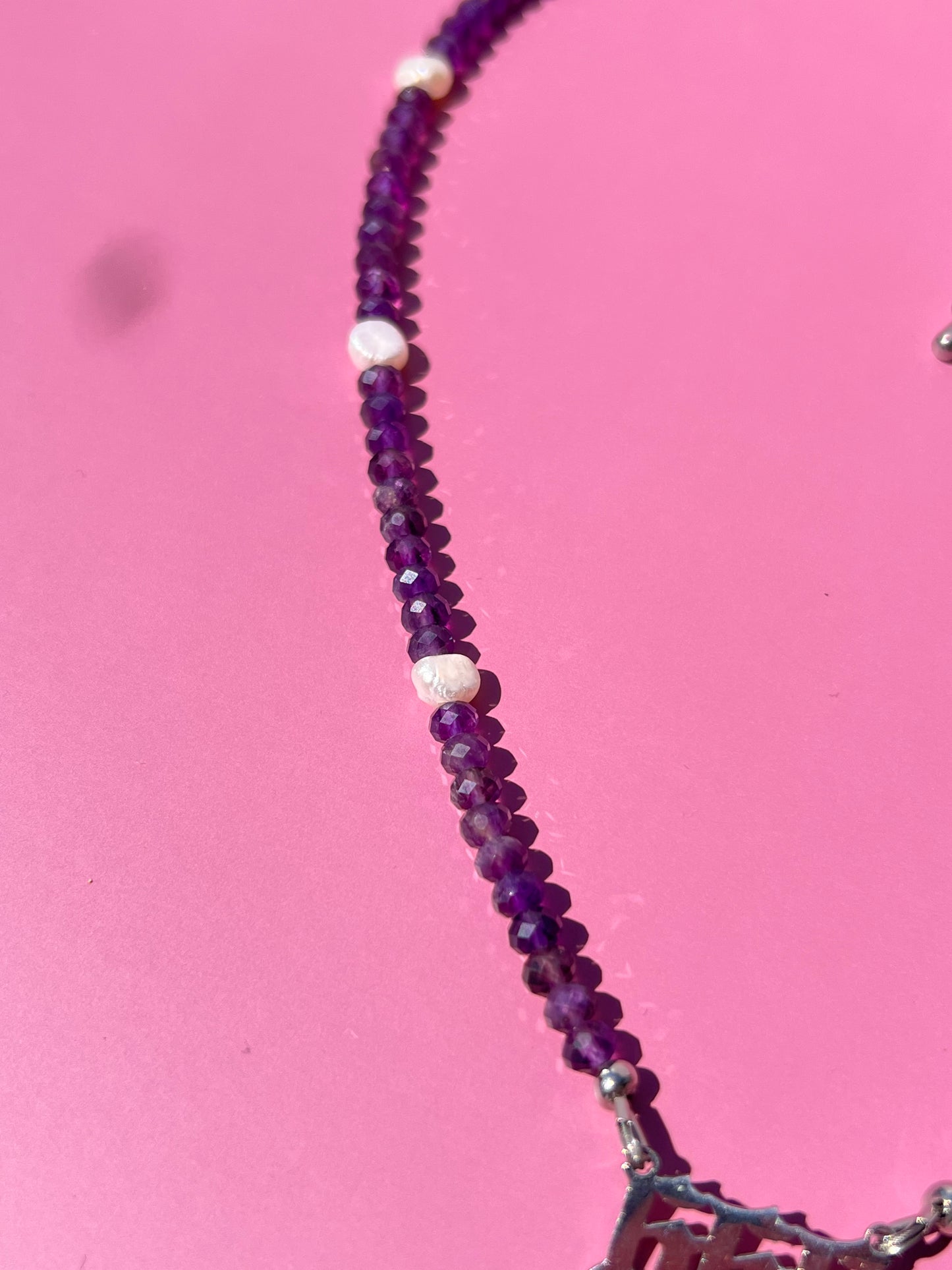 Amethyst + Pearl 666 Numerology Necklace🪽