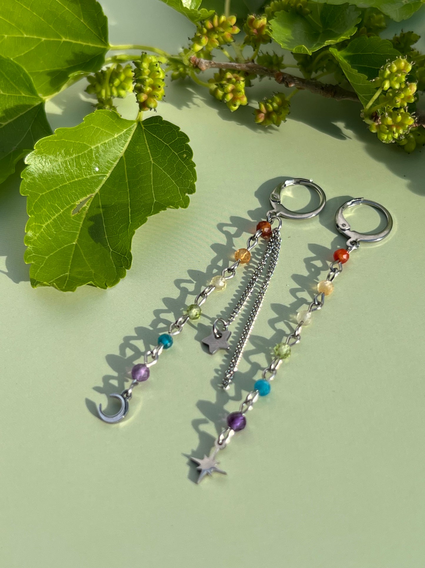 Rainbow Celestial Starburst Earrings