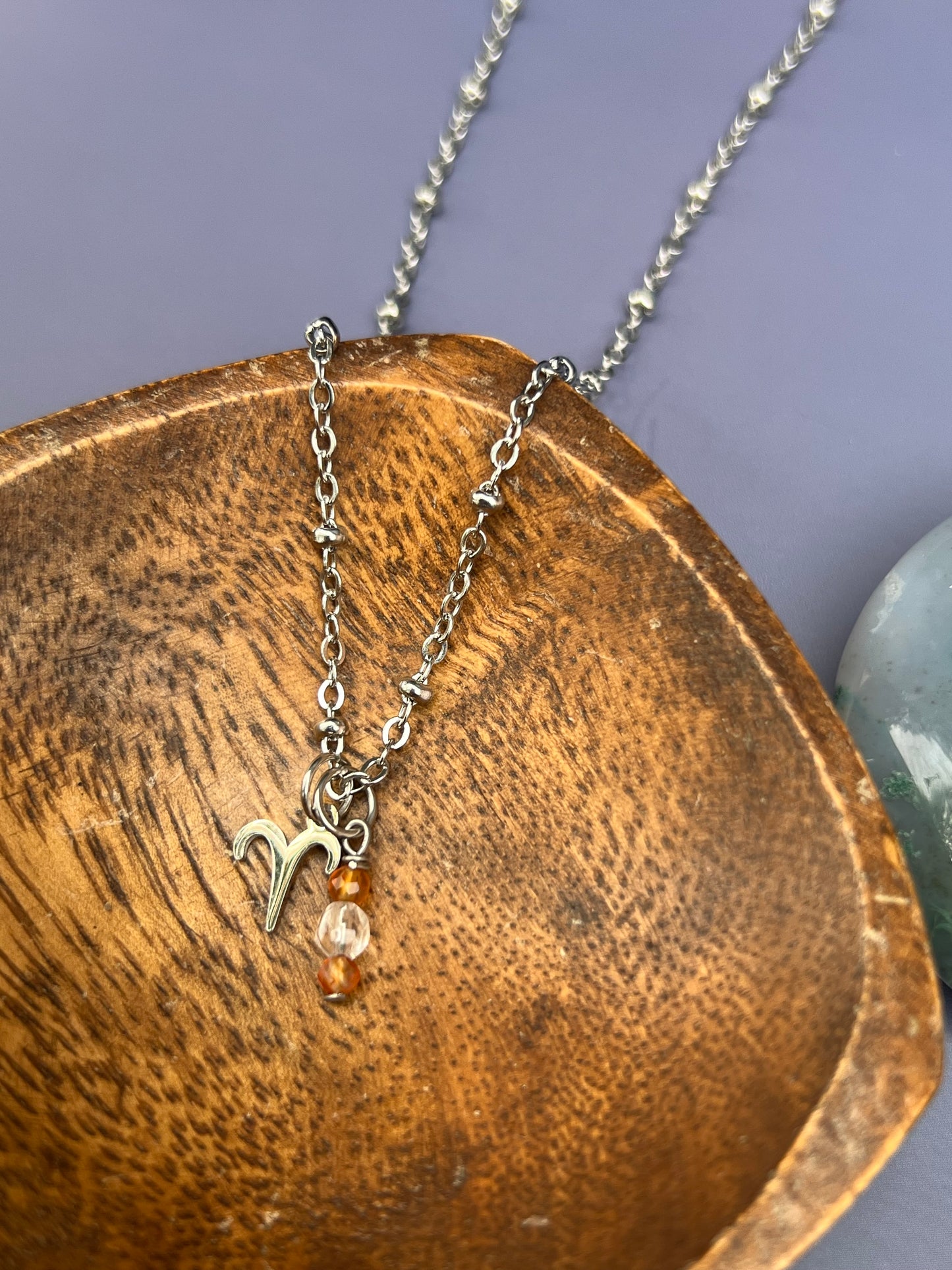 Aries - Zodiac Sign Gemstone Silver Necklace