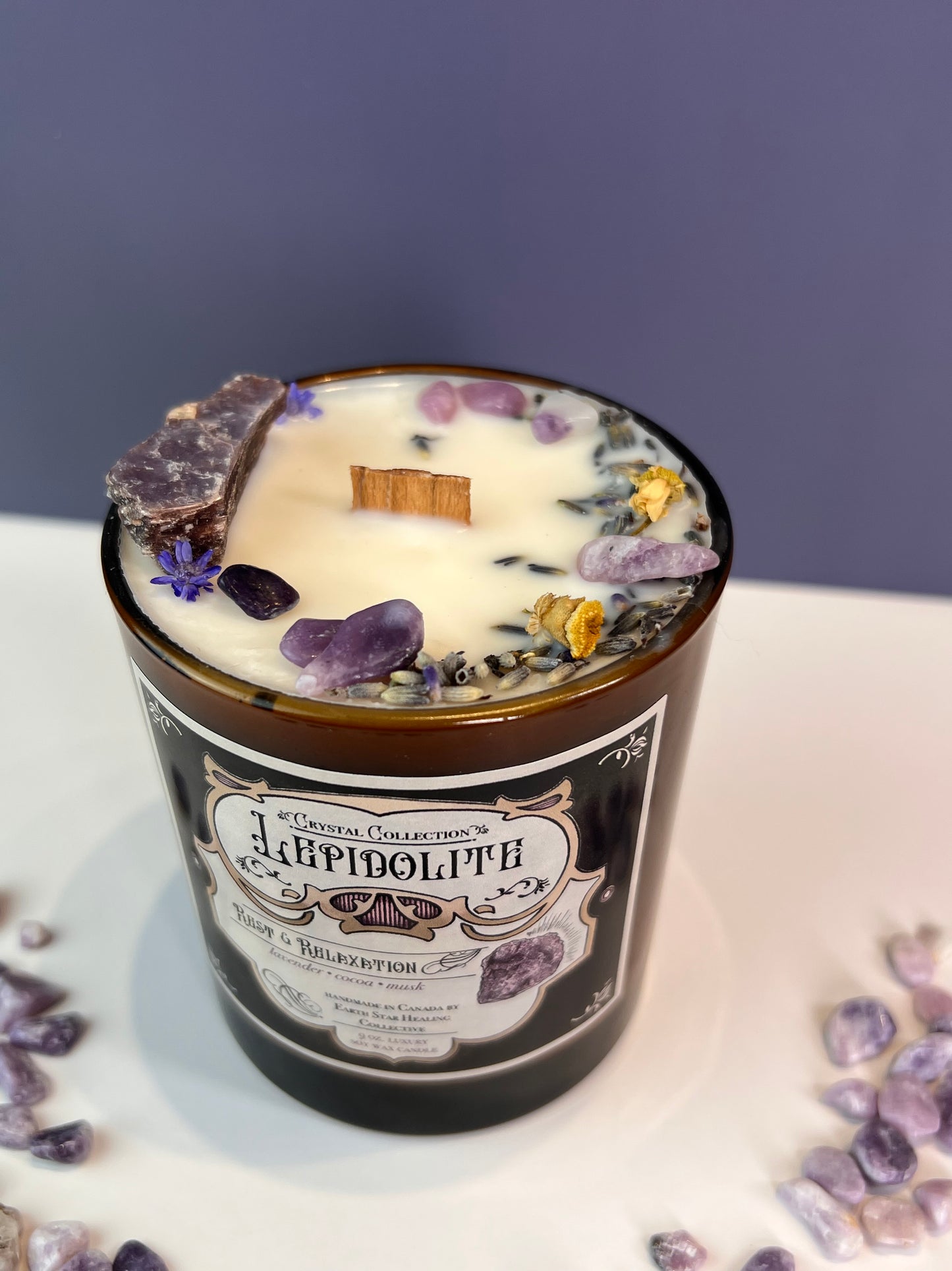 Lepidolite - Rest + Relaxation | Luxury Crystal Candle