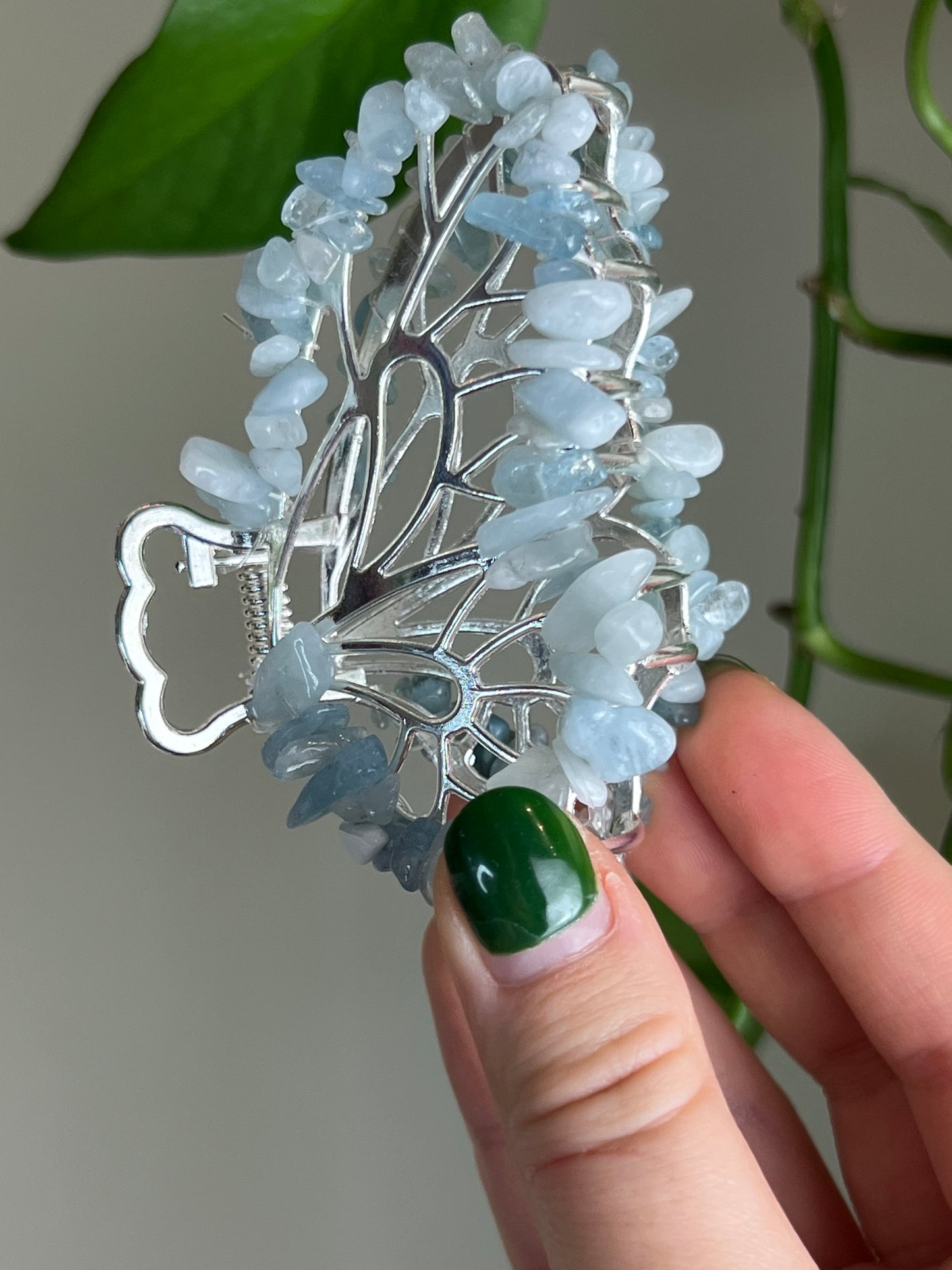 Aquamarine Fairy Claw Clip - Silver